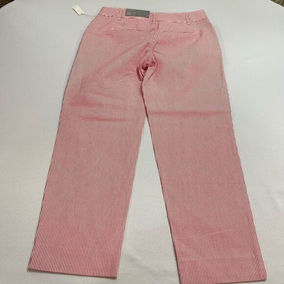NWT Talbots Perfect Crop Slim Fit Crop Length Red White Seersucker Pants Size 4 - Picture 7 of 8